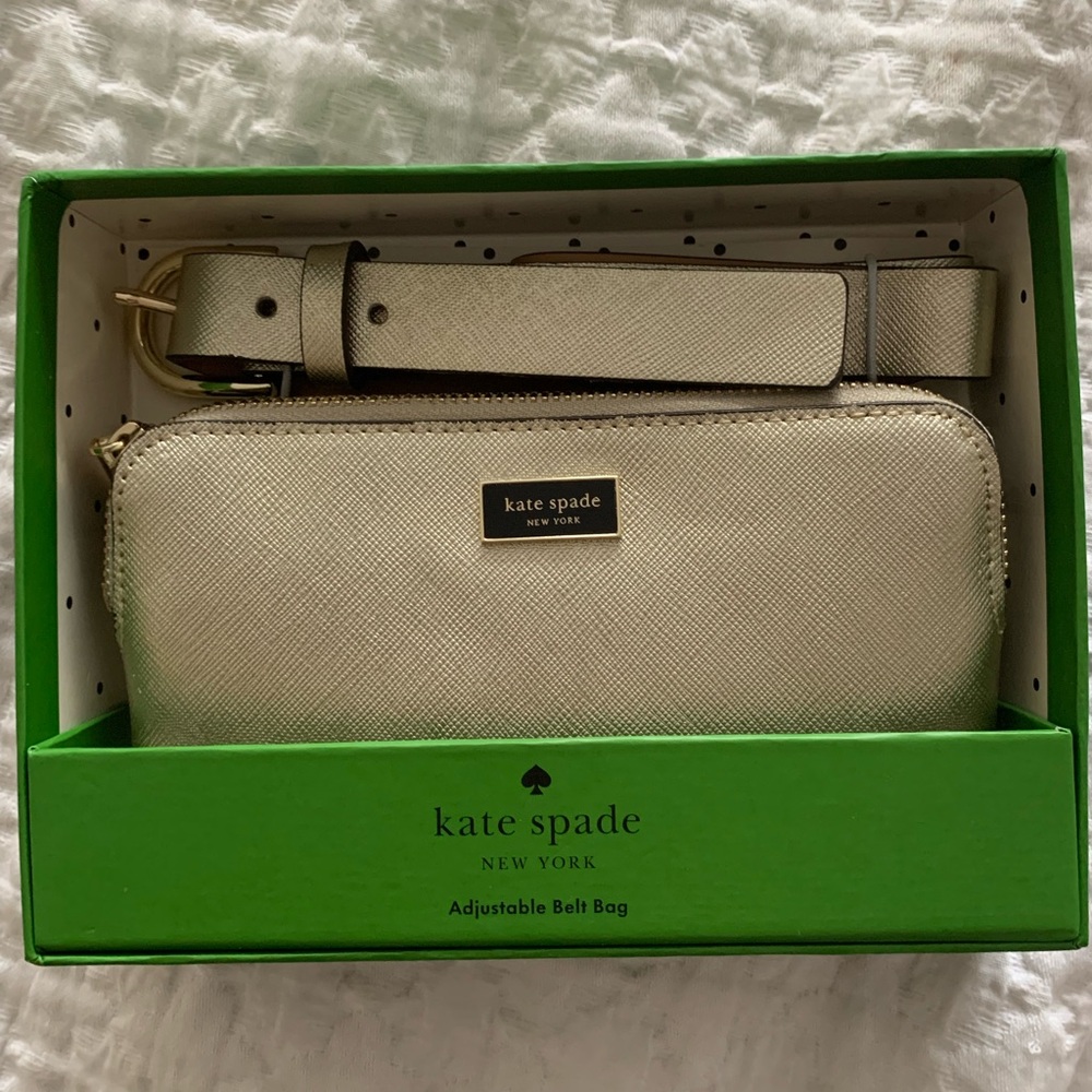 Kate Spade Gold adjustable Belt Bag , Fanny pack L/XL NWT